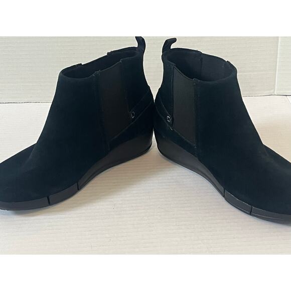 Women's Crocs Black Wedge Fall Winter Wedge Boot Booties Sz 7 - Picture 5 of 9
